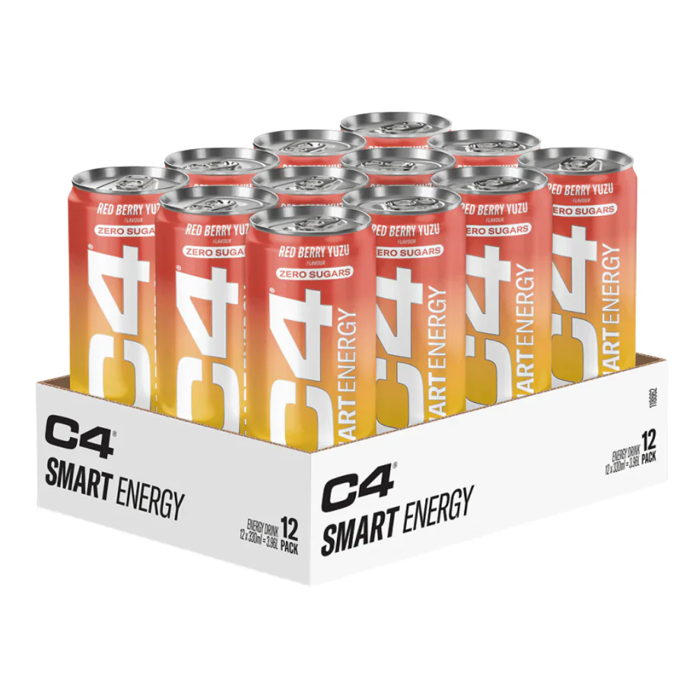 C4 Red Berry Yuzu Flavour Smart Energy Drink 330ml - Case of 12 [Best Before: 03/01/2026]