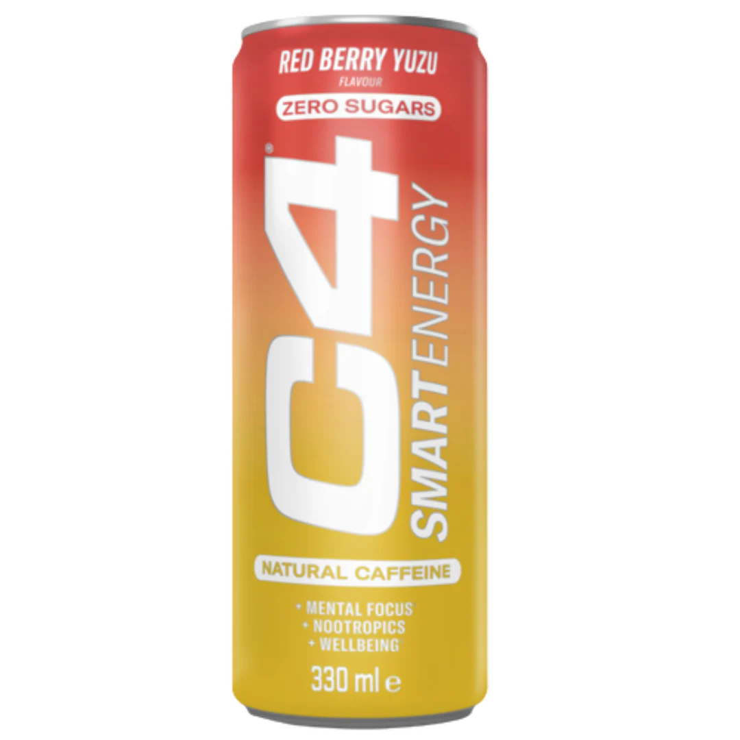 C4 Red Berry Yuzu Flavour Smart Energy Drink 330ml - Case of 12 [Best Before: 03/01/2026] - Image 2
