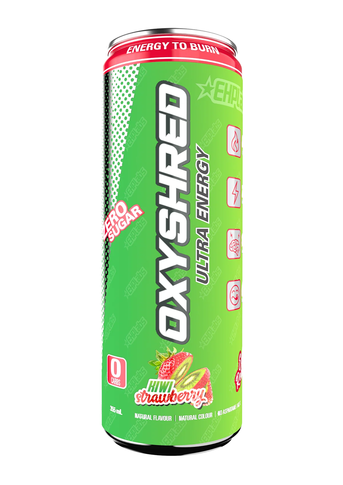 EHP Labs Oxyshred Zero Sugar Energy Drink Kiwi & Strawberry 355ml - Case of 12 [Best Before: 29/09/2025] - Image 2