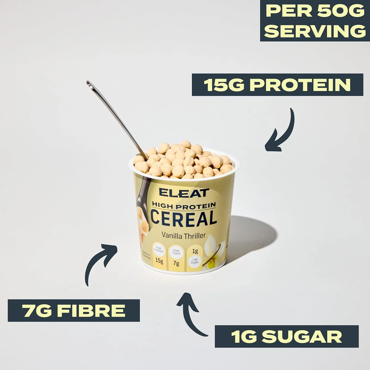 ELEAT Vanilla Flavour High Protein Cereal 50g - Case of 8 - Image 2