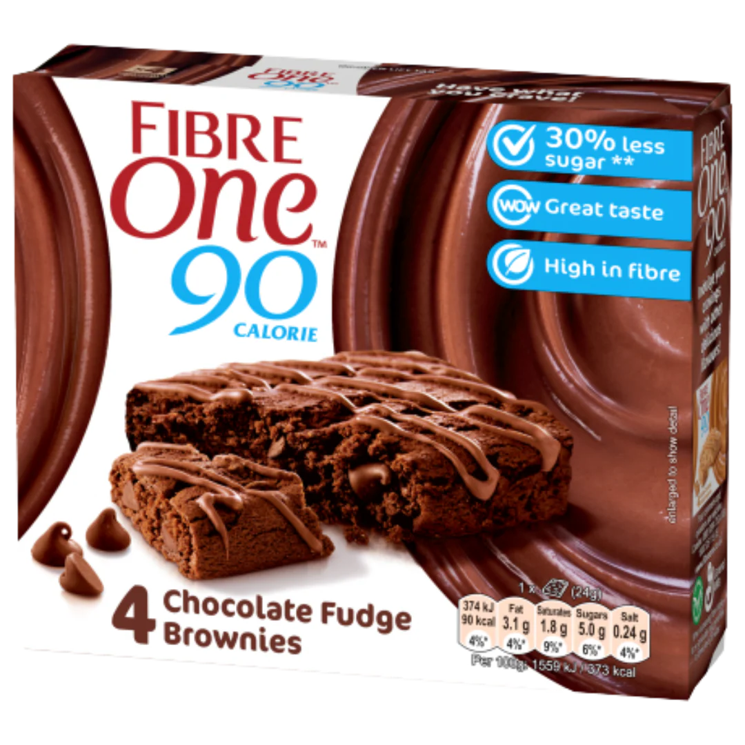Fibre One 90 Cal Chocolate Fudge Brownie (4 x 24g bar multipack) [Best Before: 14/07/2025] - Image 2