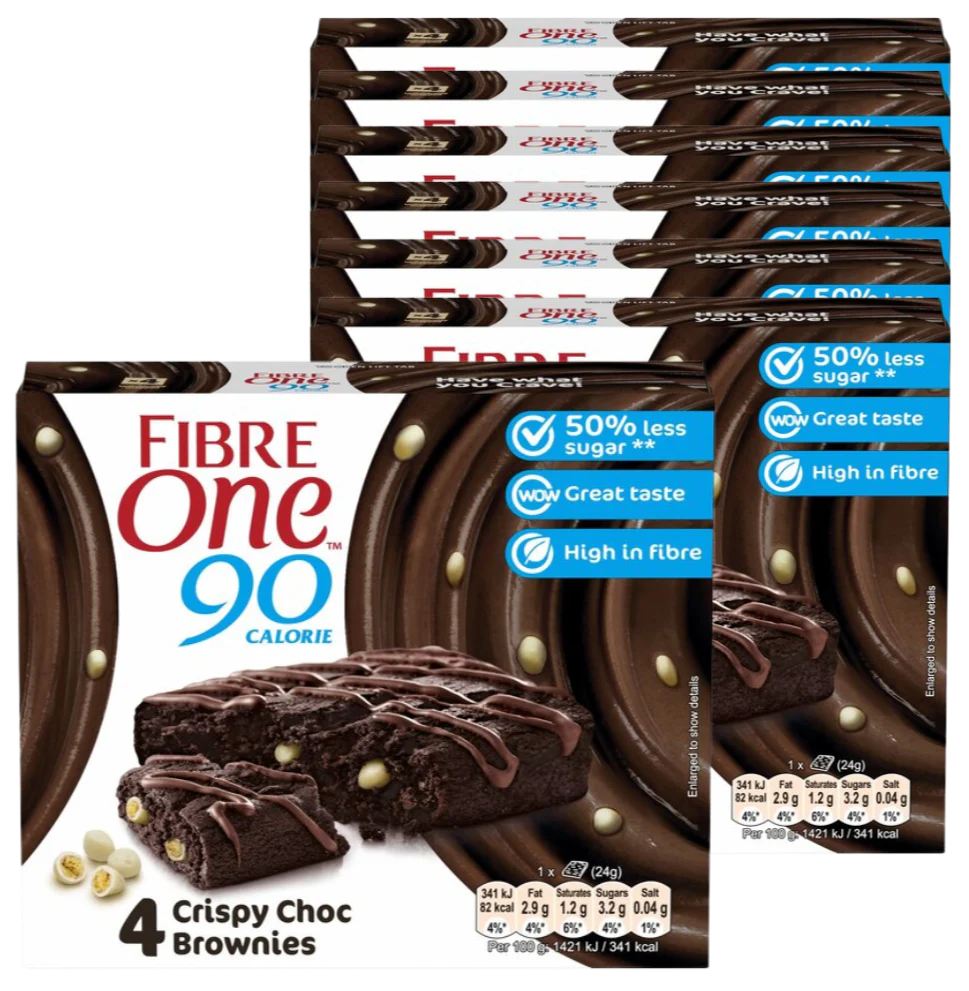 Fibre One 90 Cal Crispy Chocolate Brownie (4 x 24g bar multipack) - Case of 7 [Best Before: 09/07/2025]