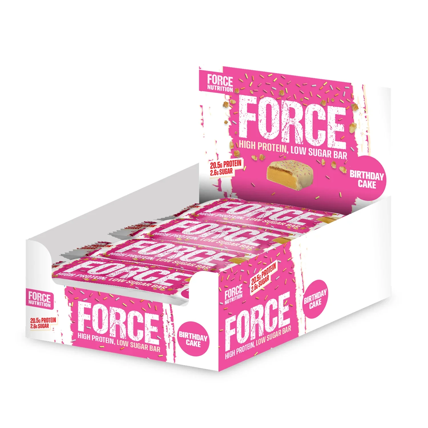 Force Nutrition Birthday Cake Protein bar 65g - Case of 12 [Best Before: 30/11/2025]
