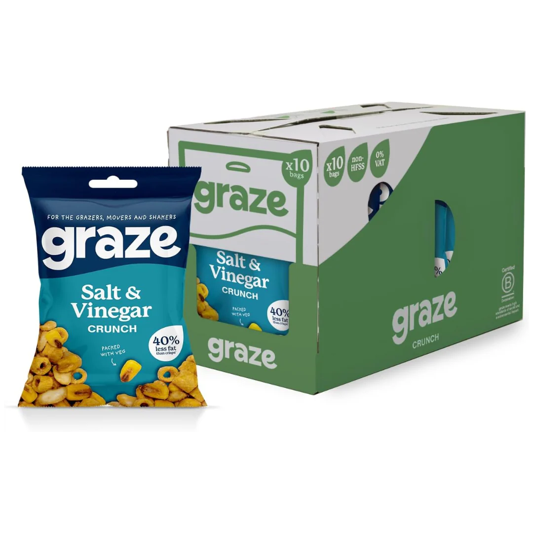 Graze Salt & Vinegar Crunch bag 35g - Case of 10 [Best Before: 31/01/2026]
