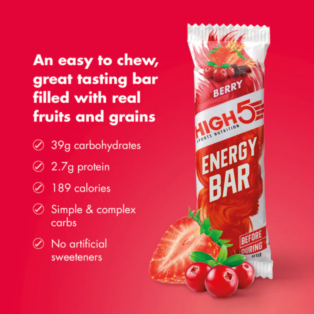 High5 Berry Flavour Energy bar 55g - Case of 12 [Best Before: 30/09/2025] - Image 3