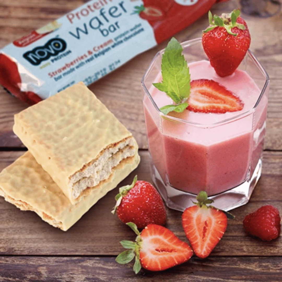 Novo Strawberry & Cream High Protein Wafers 40g - Case of 12 - Image 3