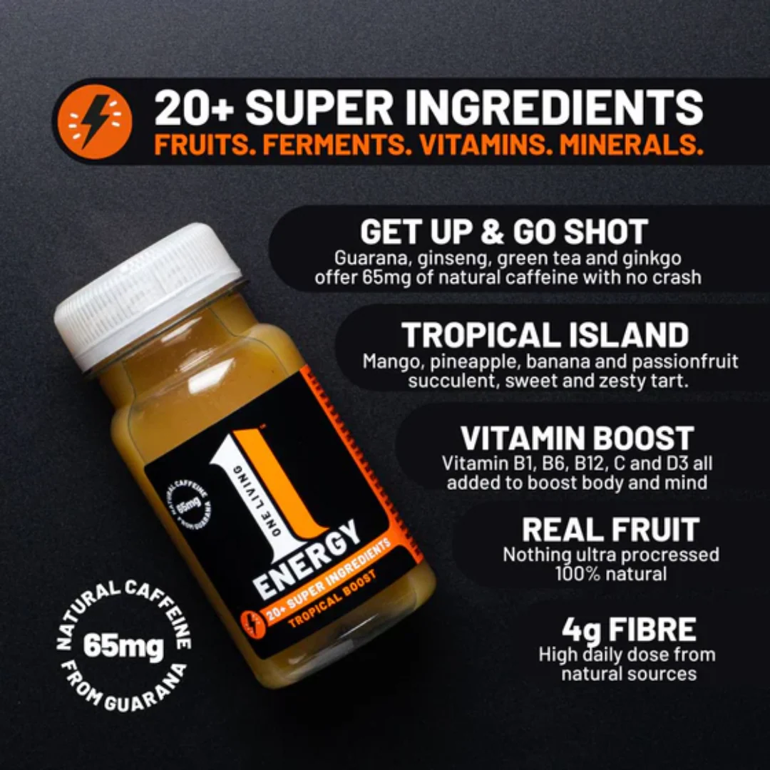 OneLiving Energy Tropical Boost Health Shots 100ml - Case of 8 [Best Before: 30/11/2025] - Image 3