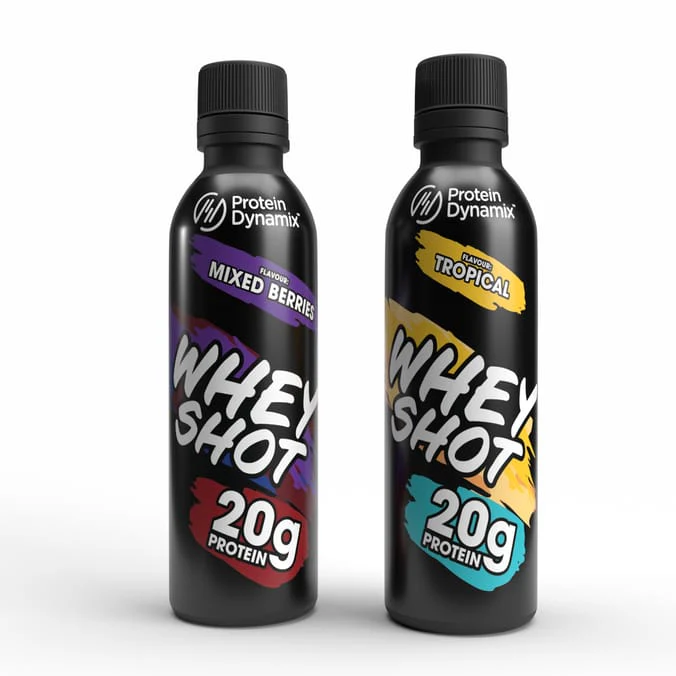 Protein Dynamix Whey Protein Shot 100ml - Mixed case of 12 (6 x Tropical & 6 x Mixed Berry) - Image 2