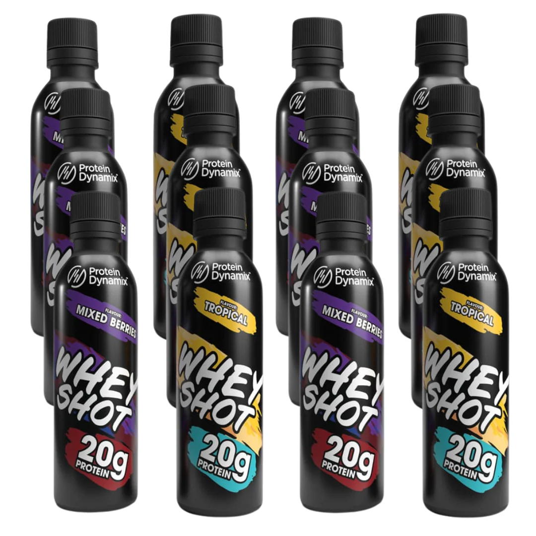 Protein Dynamix Whey Protein Shot 100ml - Mixed case of 12 (6 x Tropical & 6 x Mixed Berry) - Image 3