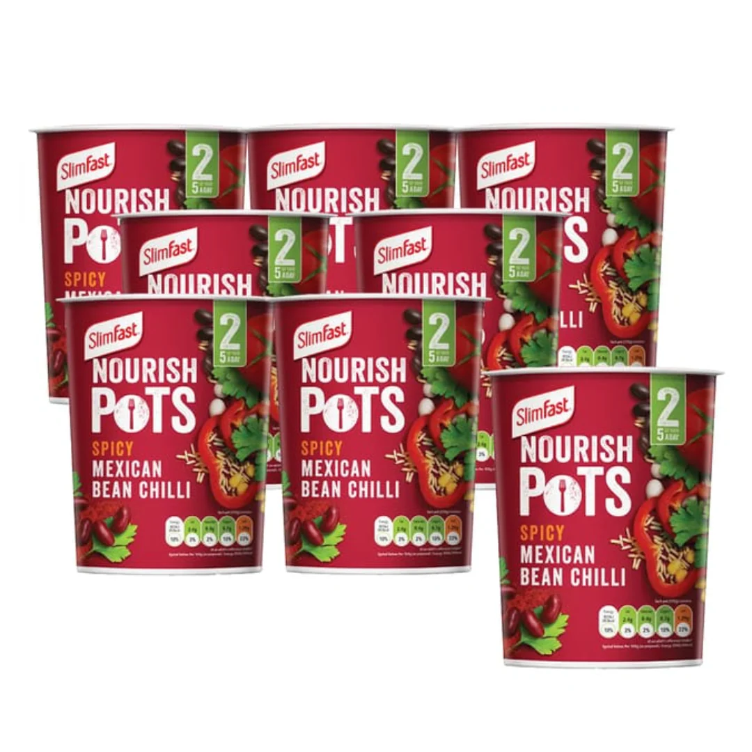 SlimFast Spicy Mexican Bean Chilli Nourish Pots 60g - Case of 8 [Best Before: 10/01/2026]