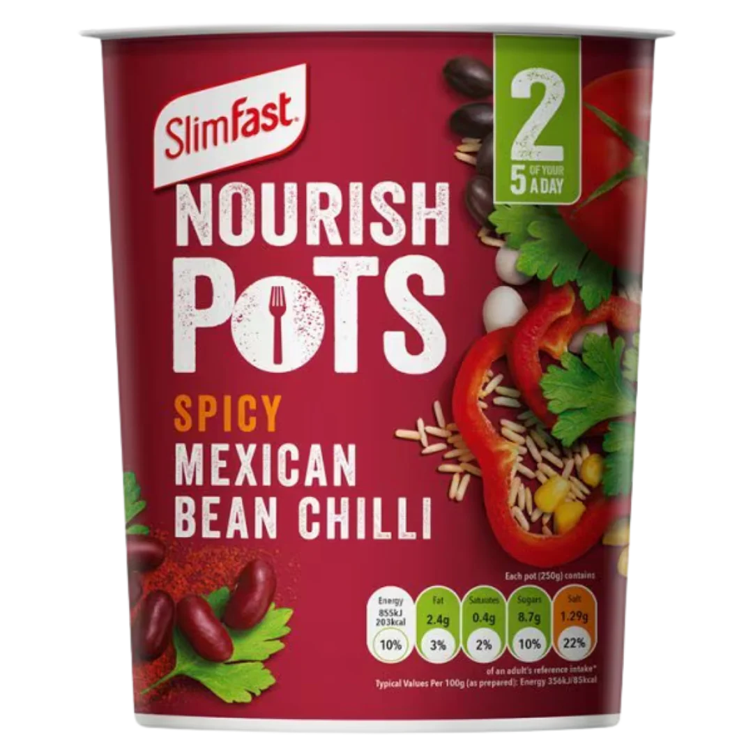 SlimFast Spicy Mexican Bean Chilli Nourish Pots 60g - Case of 8 [Best Before: 10/01/2026] - Image 2
