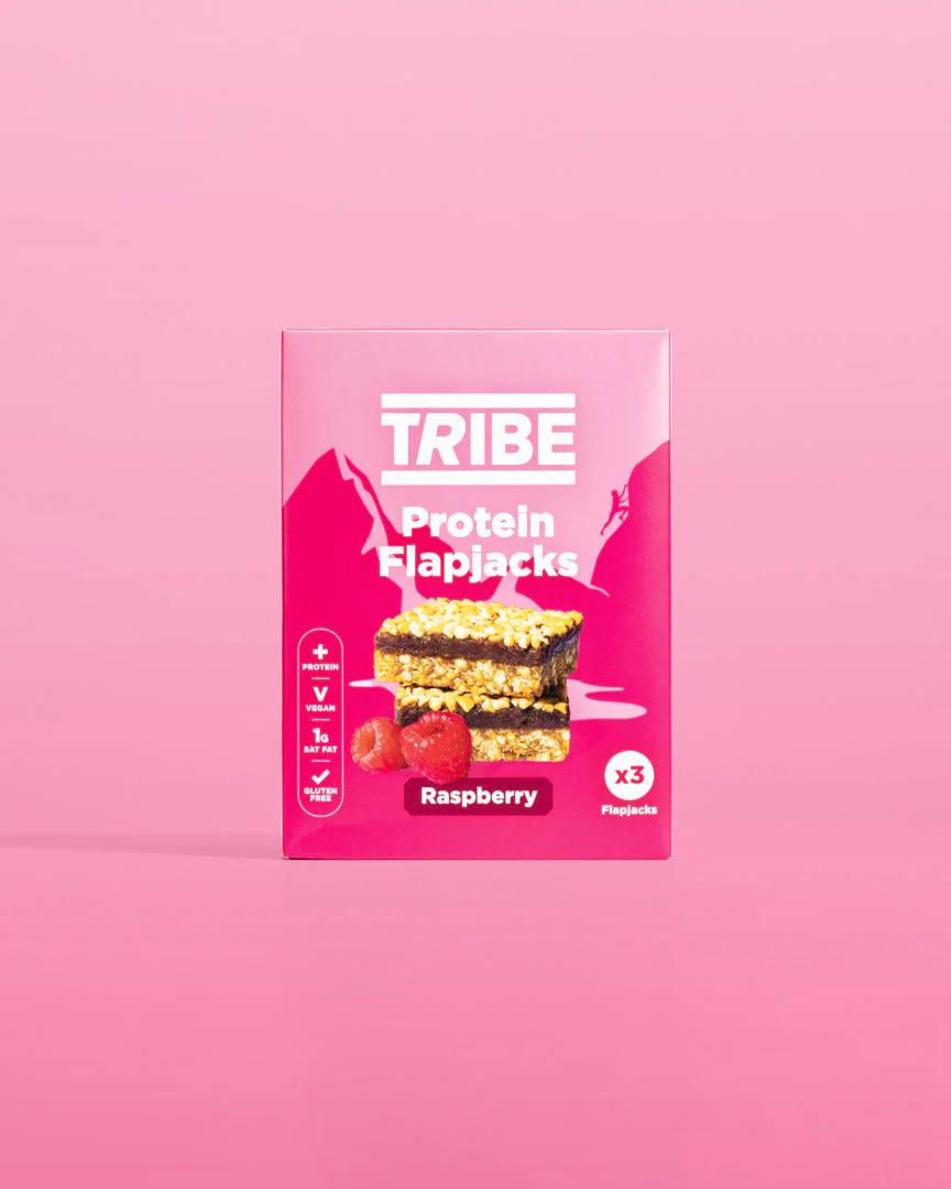 Tribe Raspberry Protein Flapjacks (3 x 38g Multipack) [Best Before: 10/08/2025]
