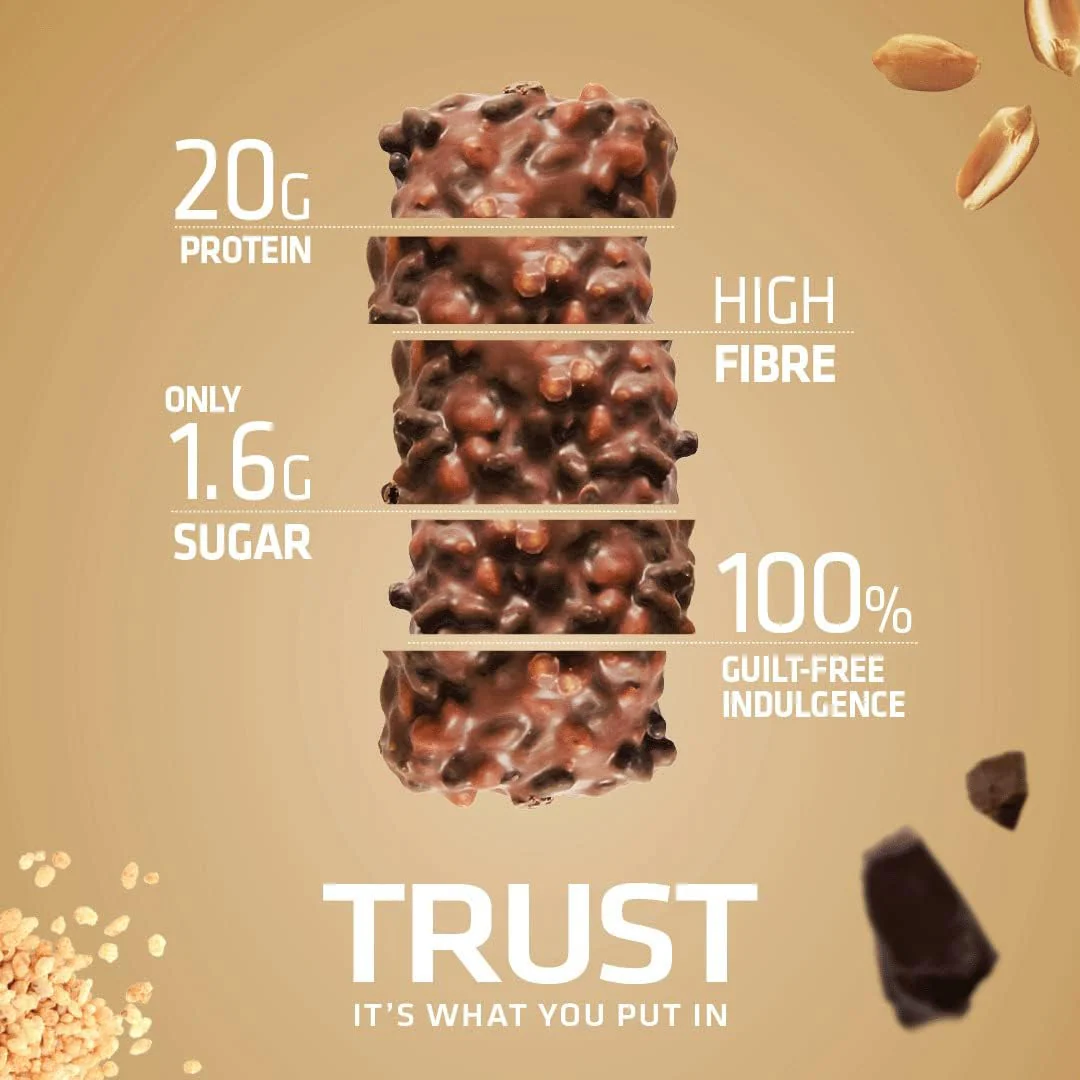 USN Trust Crunch Fudge Brownie Flavour High Protein Bar 60g - Case of 12 - Image 3