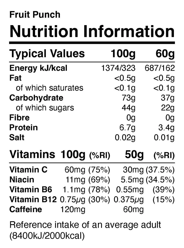 NutriFX Workfit Fruit Punch flavour Energy Gums (6 x 50g multipack) [Best Before: 23/10/2025] - Image 4